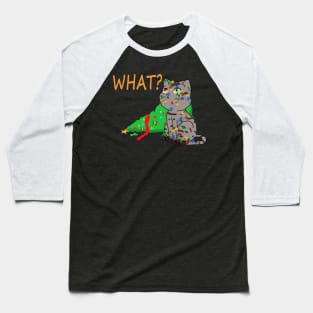 Cat What Funny Black Cat Christmas Tree Gift For Pet Lovers Baseball T-Shirt